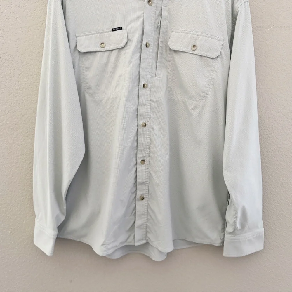 Poncho Original Shirt Mens Large Technical Green Outdoor Fishing Performance - Picture 7 of 13